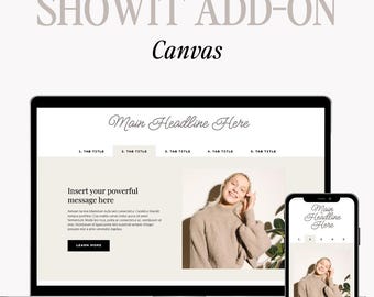 Showit Add-On Canvas Template: Horizontal Tabs, FAQ (Digital Download)