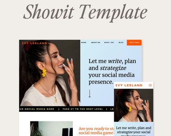 Plantilla de sitio web Showit para entrenadores y gestores de redes sociales (descarga instantánea)