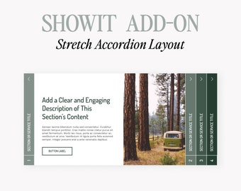 Accordion Showit Template, Premium Showit Website Template, Add-On Canvas, Showit Template for Photographer, FAQ Add-On, Drop-Down
