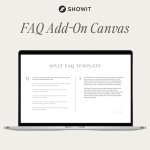 FAQ Showit Canvas Template, Premium Showit Website Template, FAQ Add-On Canvas, Showit Template Photographer, Designer, Videographer, Coach