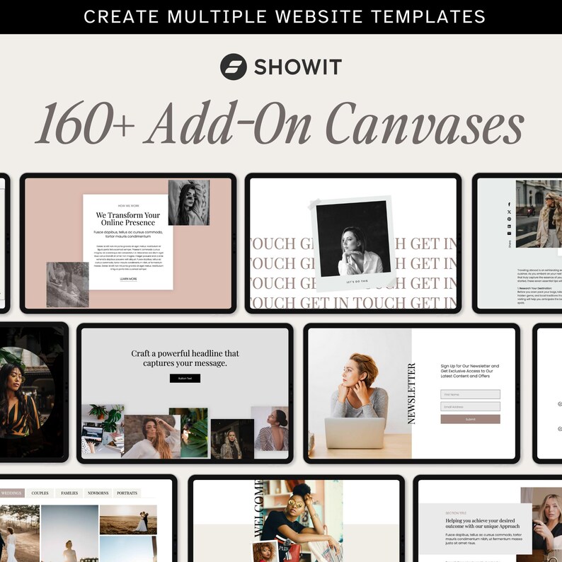Showit site Template, Canvas Addons Bundle Showit Template for