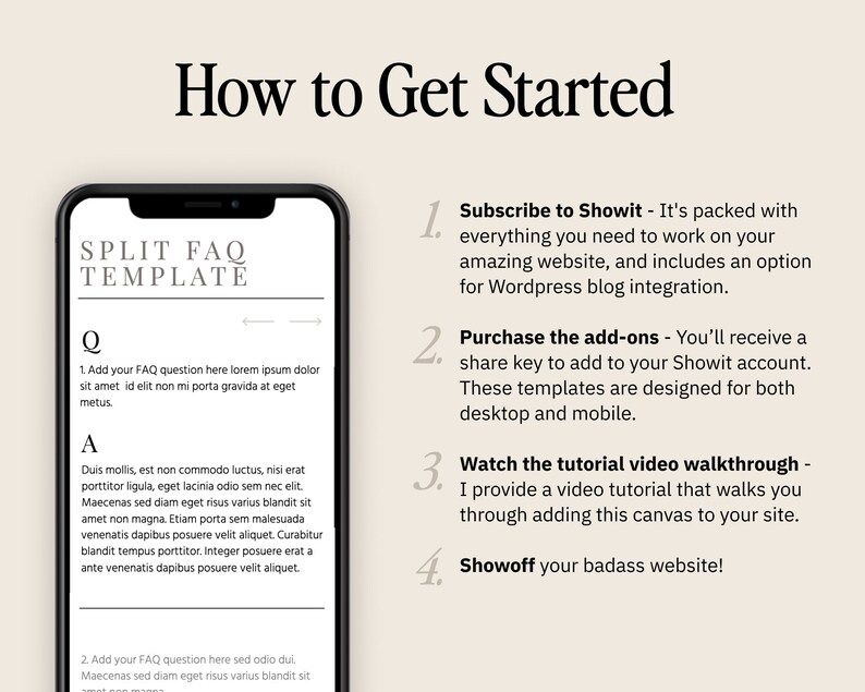 FAQ Showit Canvas Template, Premium Showit Website Template, FAQ Add-On Canvas, Showit Template Photographer, Designer, Videographer, Coach image 4