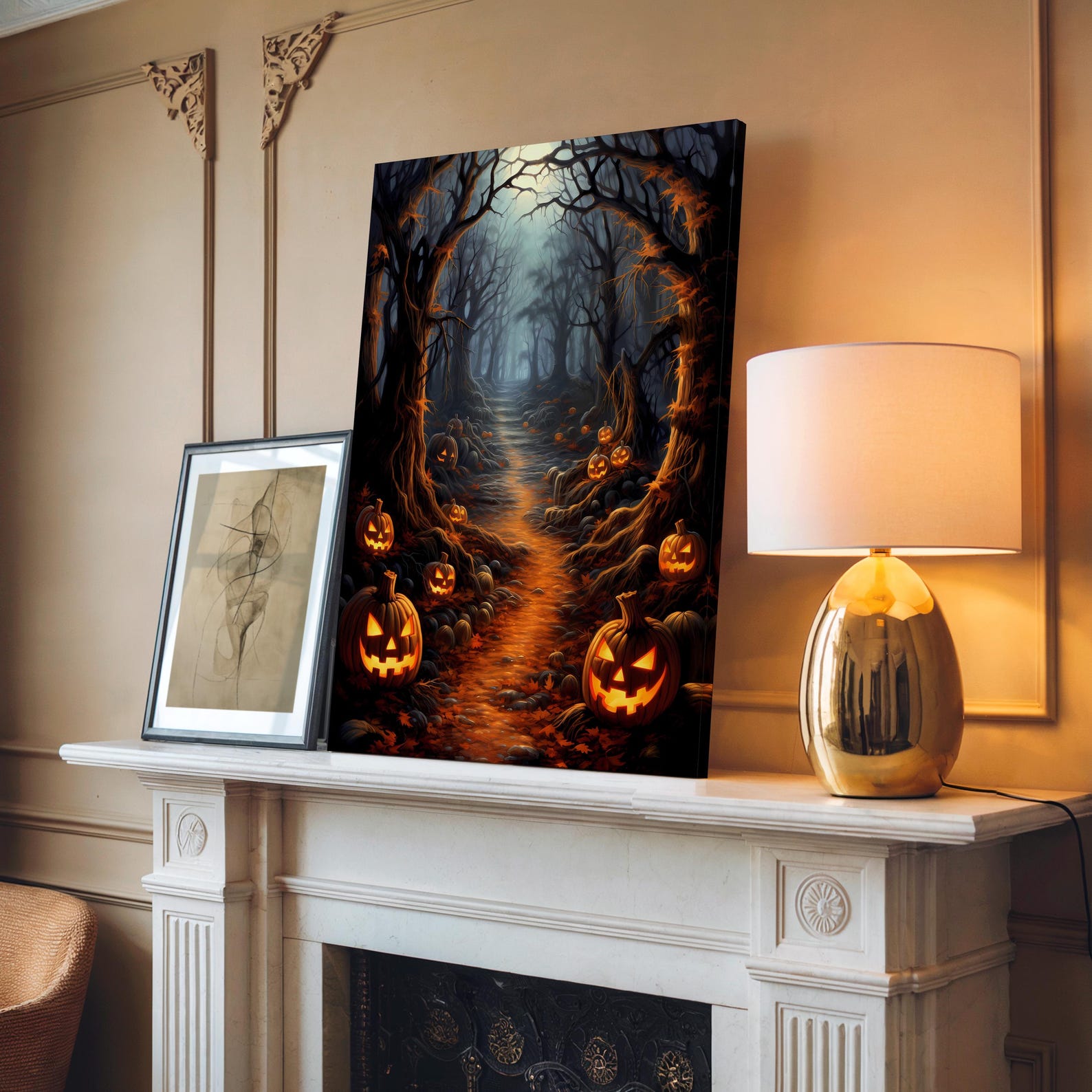 Spooky Woods Halloween Canvas Wall Art Print, Halloween Decor, Spooky ...