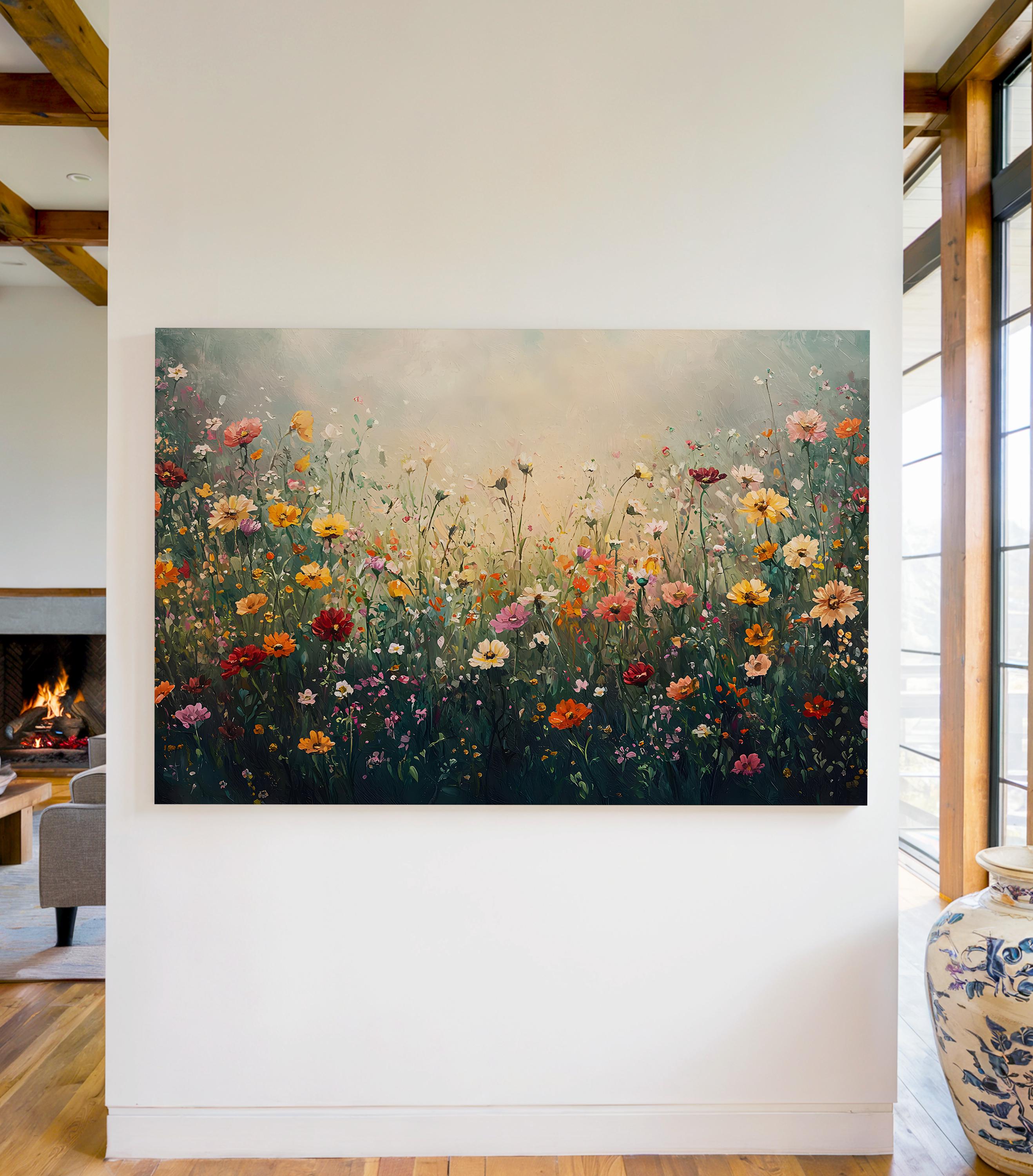 Wildflower Field Canvas Wall Art Print, Floral Wall Decor, Vintage ...
