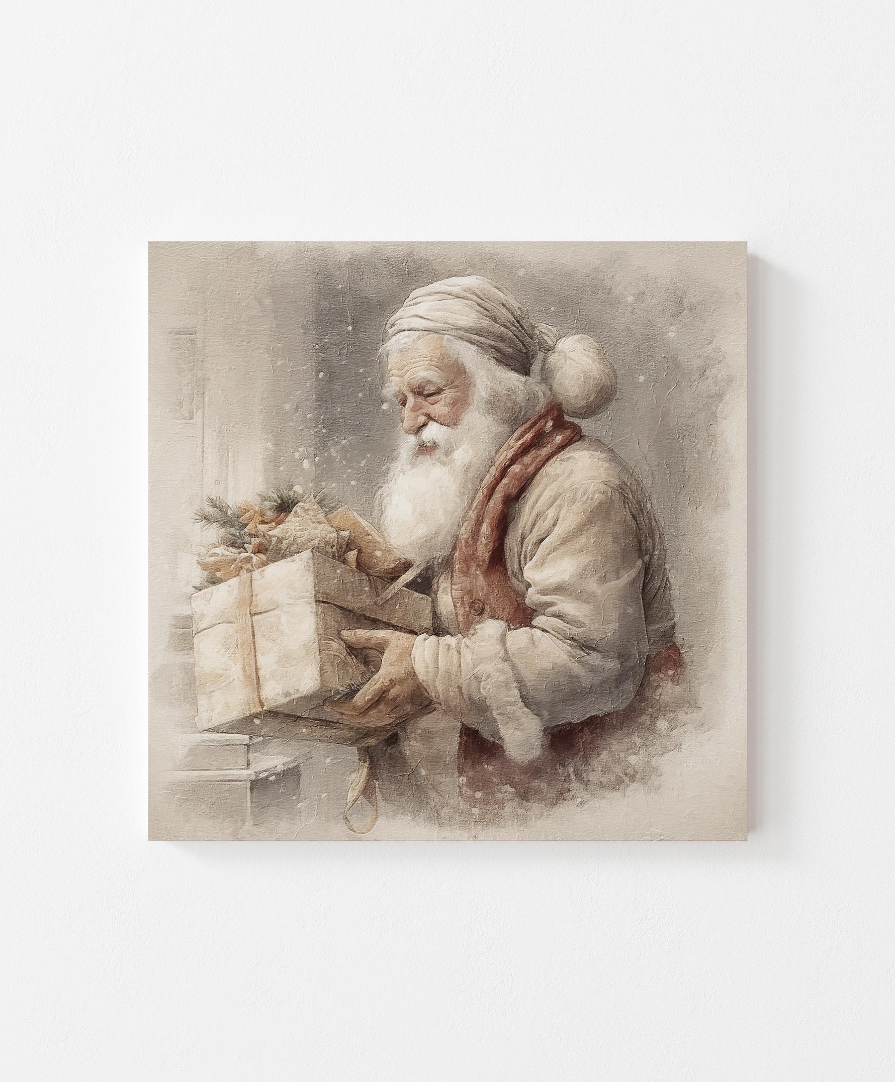 Vintage Santa Claus Canvas Wall Art Print, Christmas Decor, Christmas Wall Art, Holiday Decor, Santa Clause Decorations, Santa Painting