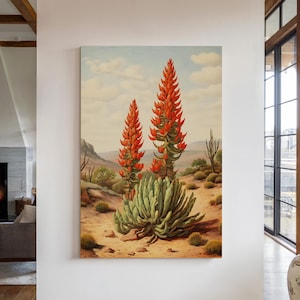Vintage Succulent Canvas Wall Art Print, Cactus Decor, Desert Painting, Cacti Wall Hanging, Southwestern Decor, Succulent Plant Print