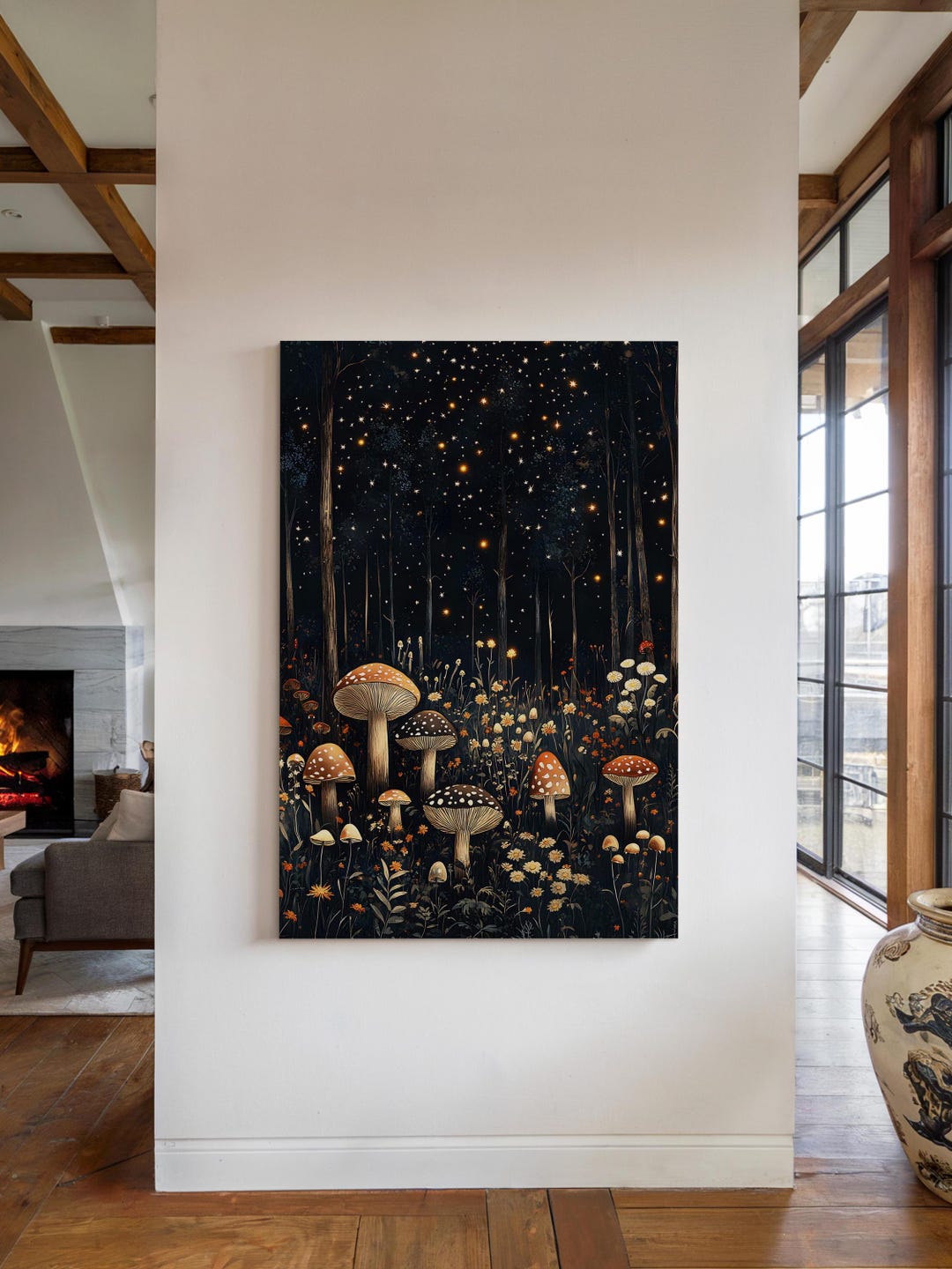 Dark Enchanted Forest Canvas Wall Art Print, Whimsical Gothic Decor ...