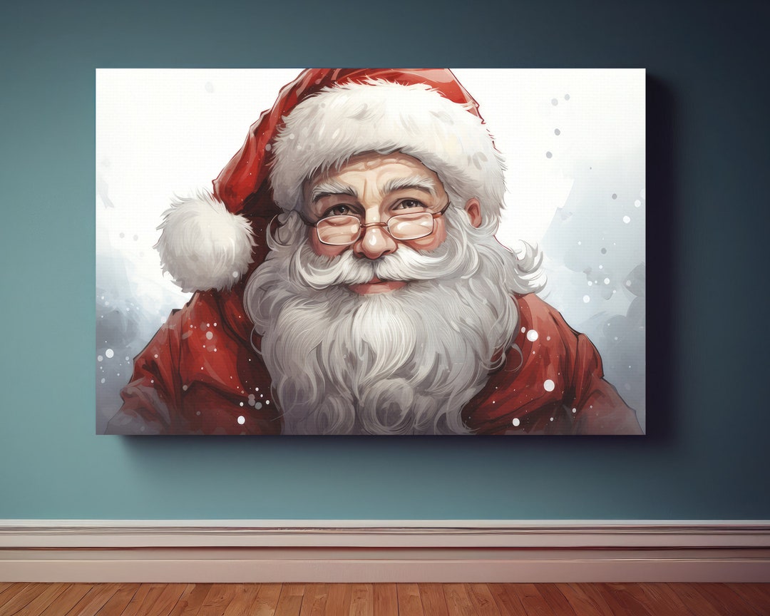 Santa Claus Canvas Wall Art Print, Christmas Wall Art, Holiday Decor