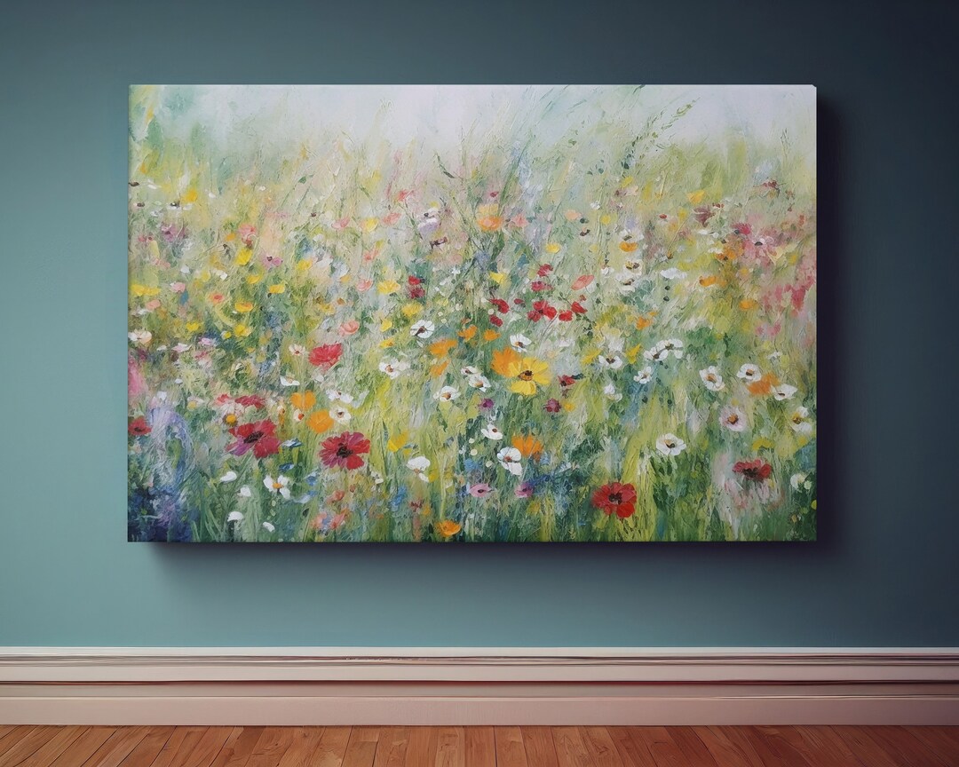 Flower Meadow Canvas Wall Art Print, Wildflower Field Art, Floral Wall ...