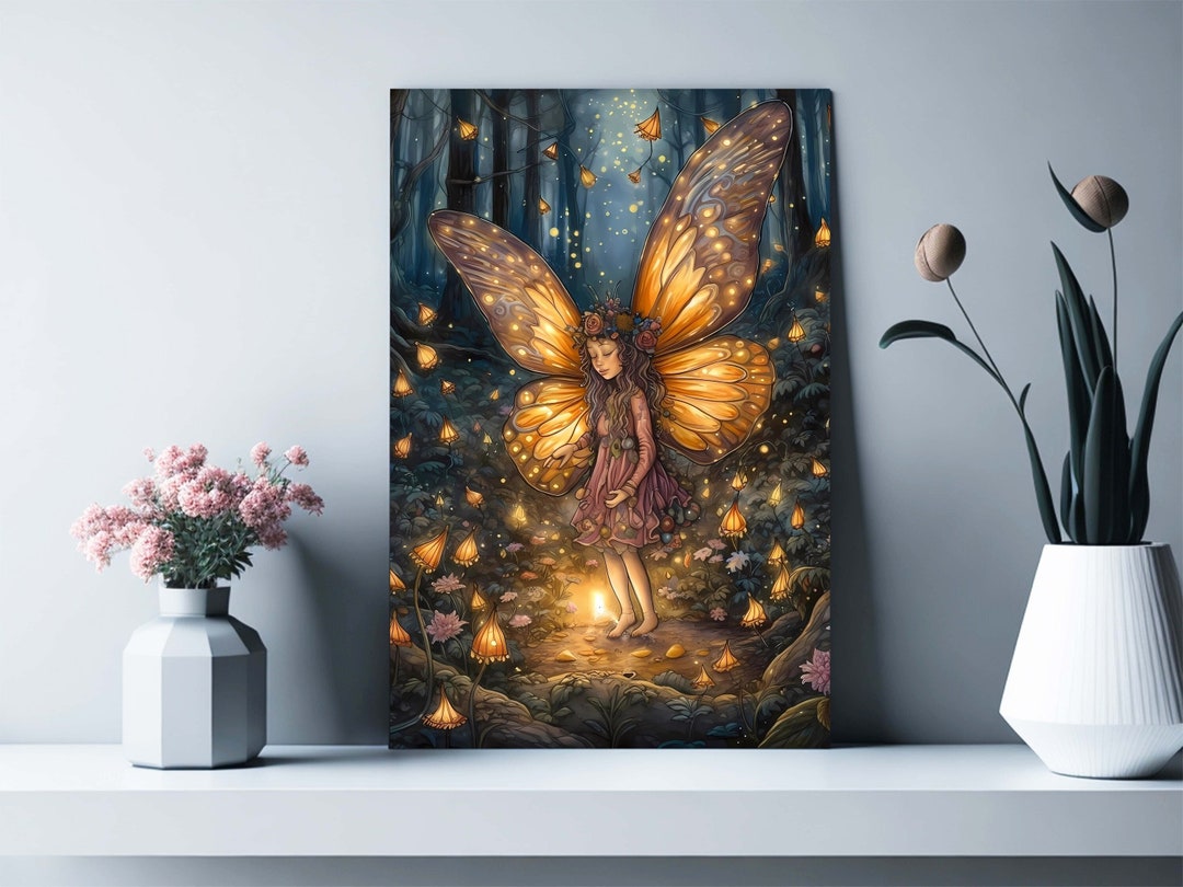 Forest Fairy Canvas Wall Art Print, Fairycore Decor, Enchanted Forest ...