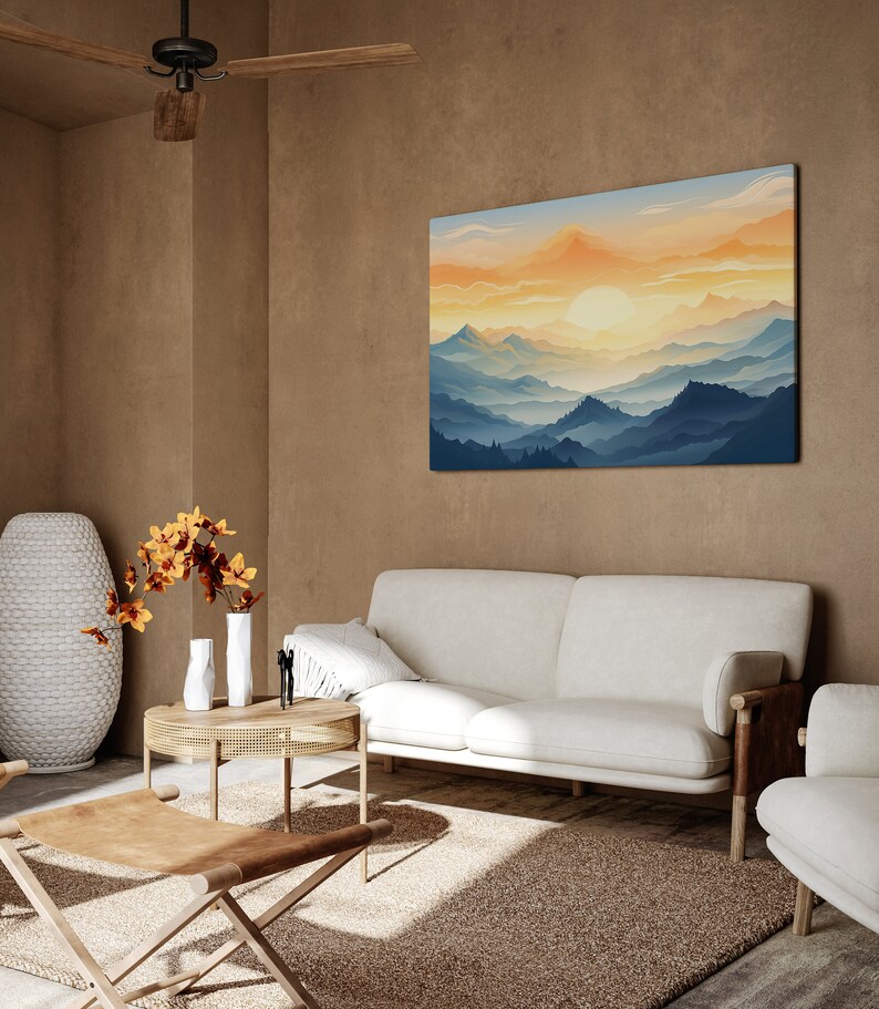 Sunrise Mountain Canvas Print: Abstract Landscape Wall Art - Etsy