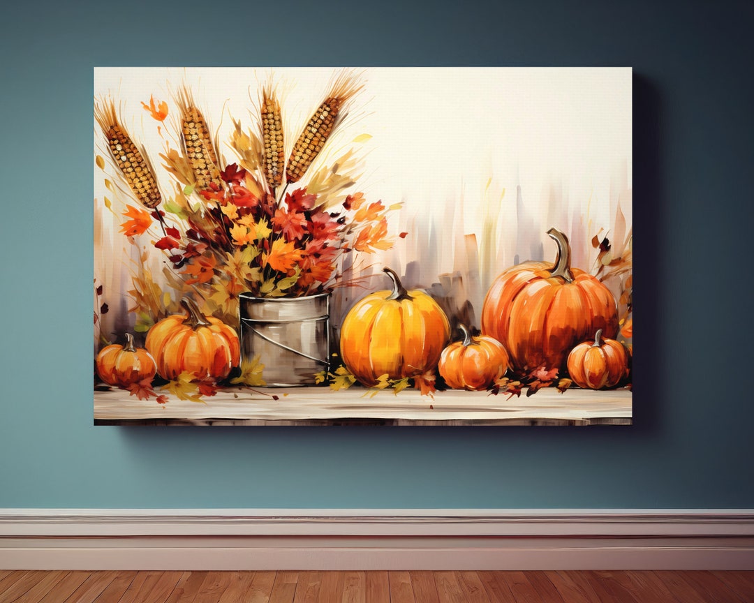 Fall Harvest Canvas Wall Art Print Rustic Fall Decor Pumpkin Etsy