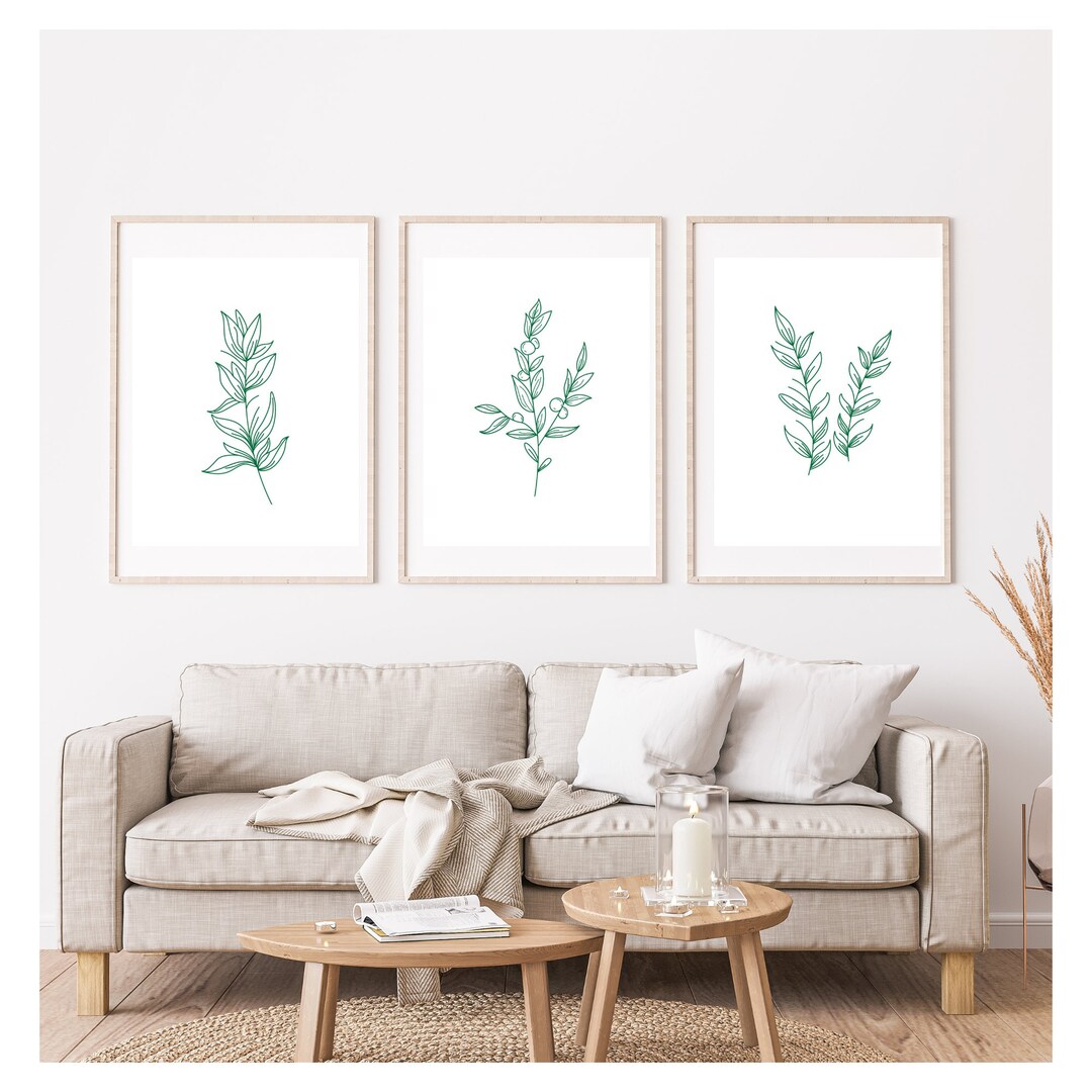 Set of 3 Minimalist Botany Wall Art Prints 8x10 DIGITAL Etsy