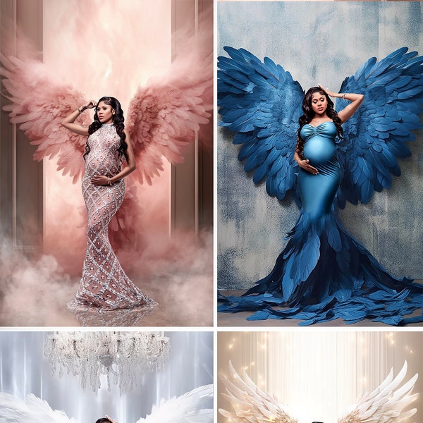 Set of 4 Angel Wings Digital Backdrops prop Digital Backgrounds Maternity Backdrop Overlays Studio Backdrops  Photoshop Fine Art Textures