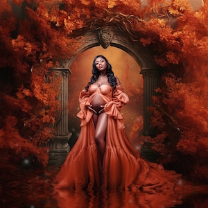 Autumn Maternity Digital Backdrop | Fall Foliage Photoshop Overlay