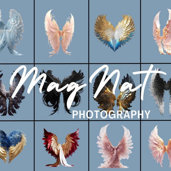 12 Angel Wings PNG | Angel Wings Backdrops For Photography | Maternity Background | Digital Wings | Photoshop Editing Overlay