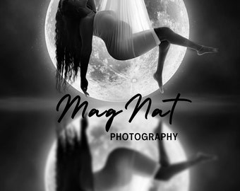 4 Full Moon Backdrop | Full Moon Overlay | Digital Backgrounds For Photography| Maternity overlay | Photoshop Editing | Fine Art