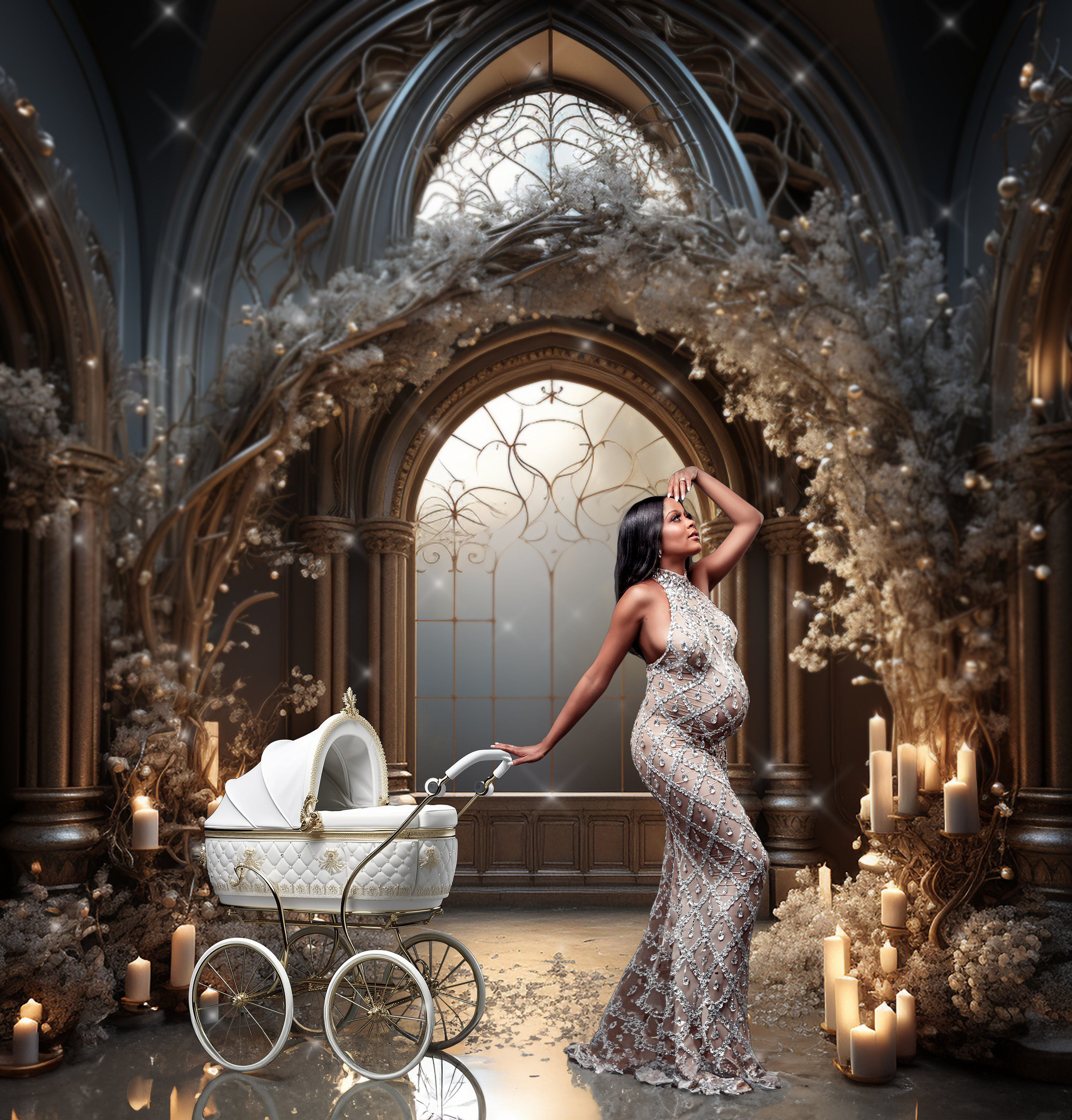 Maternity Backdrop Overlay, Fine Art Textures, Gold Pram Backdrop, Studio Backdrop Overlays, Baby Carriage Digital Pram Digital Stroller