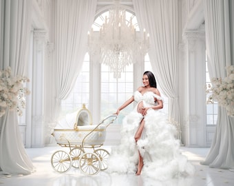 Maternity Backdrop Overlay, Fine Art Textures, White Pram Backdrop, Studio Backdrop Overlays, Baby Carriage Digital Pram Digital Stroller