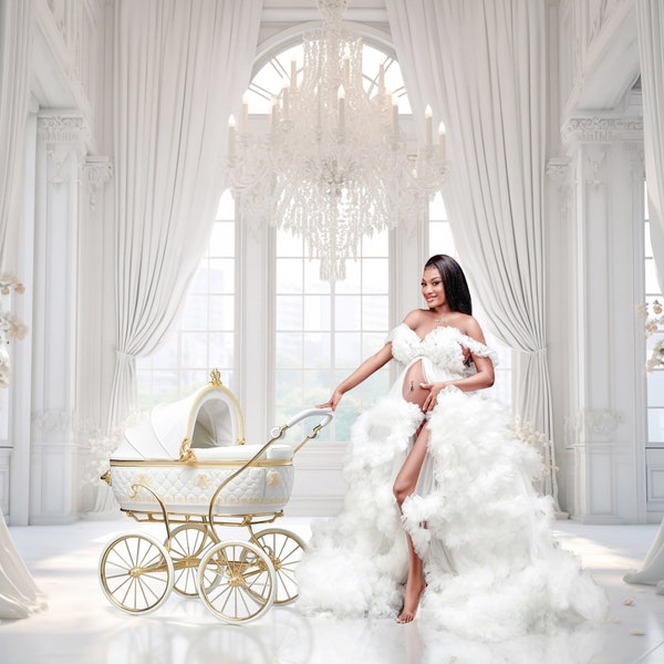 Maternity Backdrop Overlay, Fine Art Textures, White Pram Backdrop, Studio Backdrop Overlays, Baby Carriage Digital Pram Digital Stroller