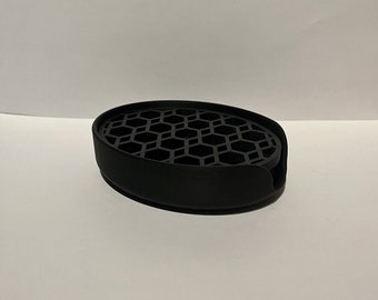 Soap Dish / Holder With Drainer. Black Top And Black Bottom