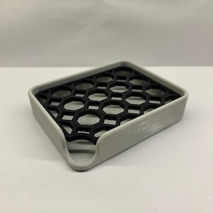 Modern Soap Dish with Drain – Honeycomb Design | Custom Colours Available | Bathroom Sink Tray