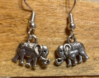 Elephant Earrings Elephant Dangle Drop Earrings Antique Silver Elephant Safari Earrings Jewelry Spirit Animal Totem Earrings Jewelry Gift