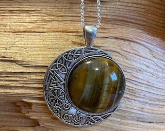 Tiger's Eye Necklace Brown Crystal Necklace Gemstone Necklace Long Meditation Necklace Solar Plexus Jewelry Statement Necklace Tigers Eye Ne