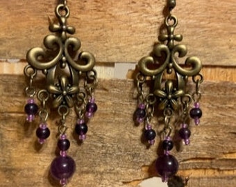 Amethyst Ohrringe Lila Kronleuchter Ohrringe Lila Amethyst Kronleuchter Ohrringe Große Ohrringe Boho Sternzeichen Große Ohrringe