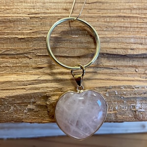 Rose Quartz Keychain Crystal Heart Key Chain Gemstone Keychain Crystal Heart Keychain Crystal Keychain Pink Quartz Gemstone Keychain Jewelry