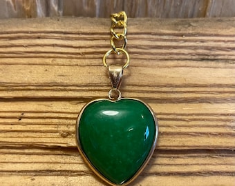 Green Jade Keychain Crystal Heart Key Chain Jade Gemstone Keychain Crystal Heart Keychain Crystal Keychain Green Gemstone Keychain Jewelry