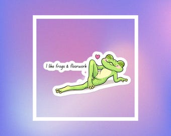 Frosch-Aufkleber, Aufkleber „Ich mag Frösche und Bodenarbeit“, Lustiger Frosch-Aufkleber, Pole-Dance-Aufkleber, Amphibien-Aufkleber, Laptop-Wasserflaschen-Aufkleber