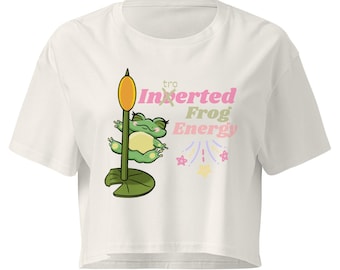 Introvertierter Frosch Crop Top, lustiges Frosch Shirt, soziale Batterie Low Top, süßes Frosch T-Shirt, introvertierter Humor Shirt, Cottagecore Crop Top