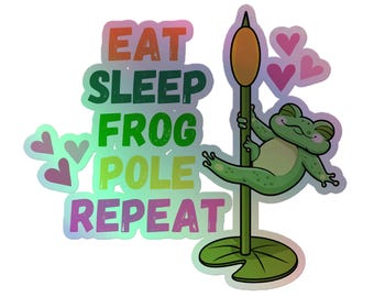 Holographischer Frosch-Aufkleber, Fressschlaf-Frosch-Pole-Wiederholungsaufkleber, lustiger Frosch-Aufkleber, Stangentänzer-Aufkleber, netter Amphibienaufkleber