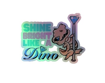 Holographischer Dino Pole Dancer Aufkleber, Lustiger Reptil Vinyl Aufkleber für Laptop Wasserflasche