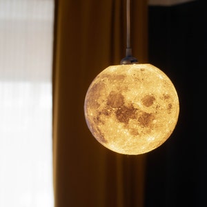 Large 3D Printed Moon Hanging Lamp with Realistic Texture -Unique Lunar Home Decor, Space decor, Galactic home decor, Celestial lighting