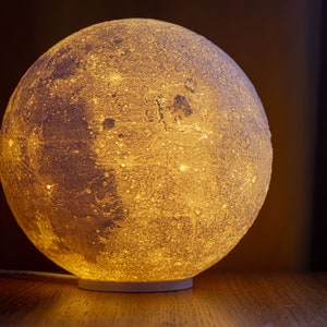 Large moon 3D printed table lamp powered by USB, Realistic Texture, Galactic home decor, Space decor, adjustment brightness,