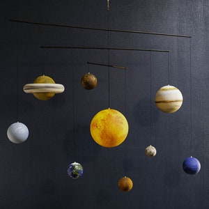 Exclusive Larger Solar system planet mobile, Hanging Sun and planets model, Outer space nursery decor, Solar system in motion