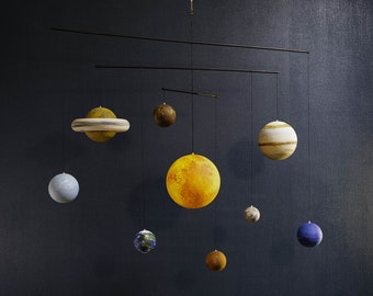 school project solar system Larger Solar system planet mobile, Hanging Sun and planets model, Outer space nursery decor, Solar system in motion