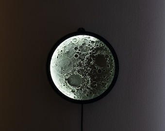 Textured Moon LED Night Light | 3D Printed Wall Decor