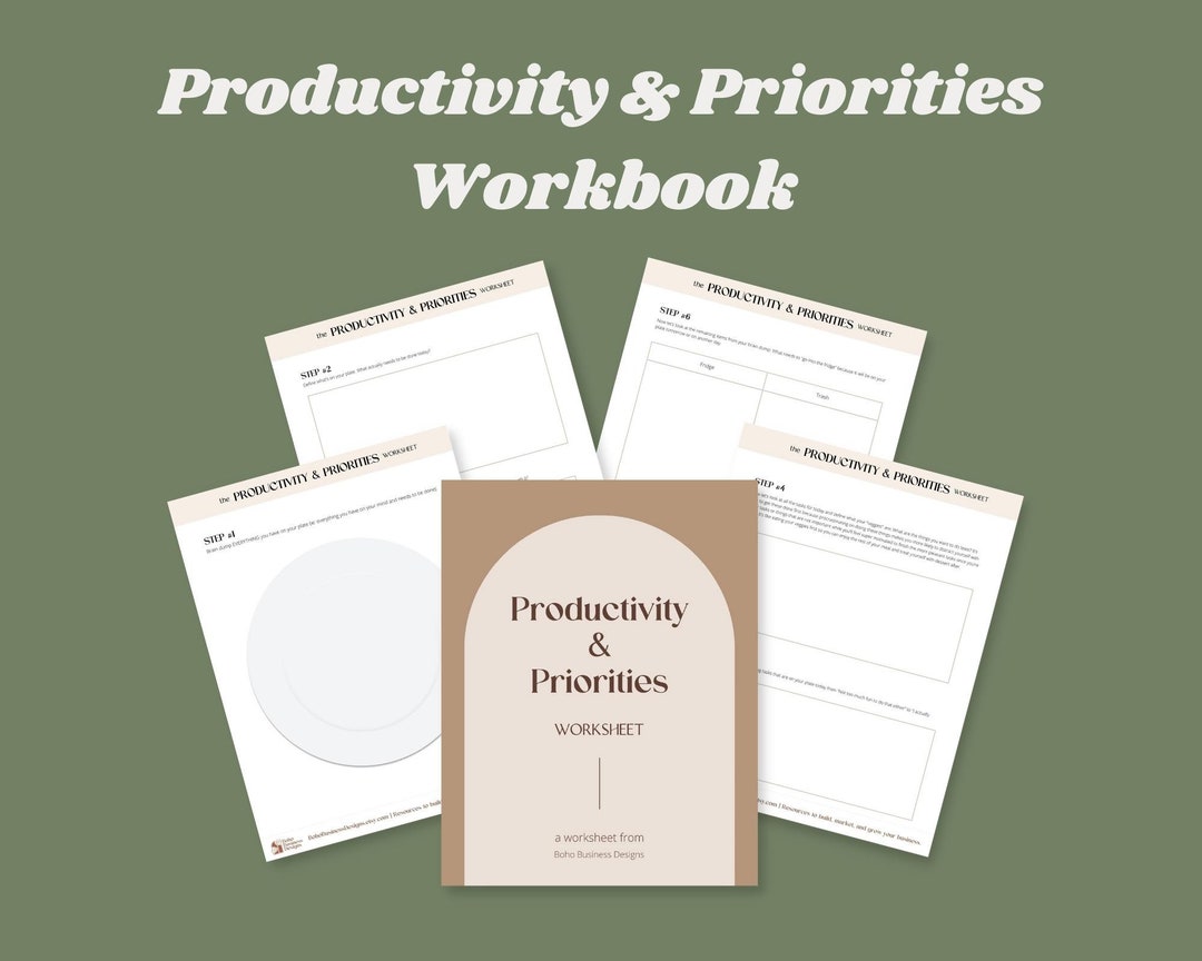 Productivity Workbook, Productivity Worksheet, Priority Workbook, Priority Worksheet, Business ...
