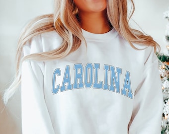 Sweat Carolina rétro, sweat Carolina vintage, sweat ras du cou Carolina, pull Carolina, col rond étudiant