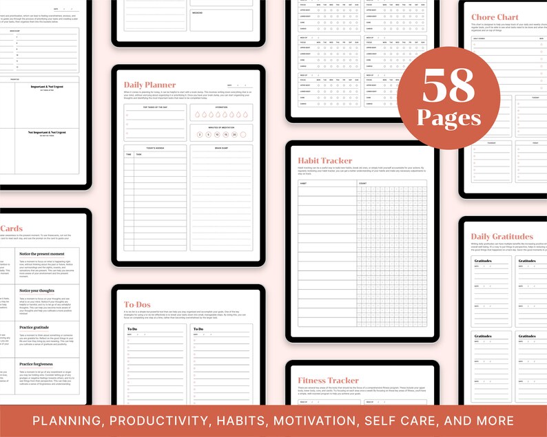 ADHD Digital Planner, ADHD Todo List, Adult Workbook, Daily Planner
