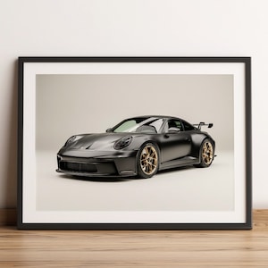 Porsche 911 (992) GT3 Posterprintstudio, satijnzwart