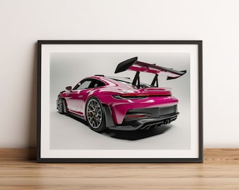 Porsche 911 (992) GT3 RS Ruby star poster print, digital image
