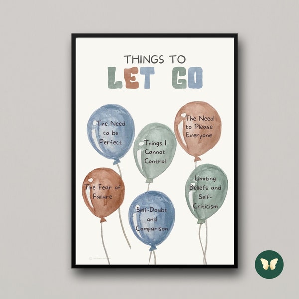 Things to Let Go Poster, Mental Health, Circle of Control Wall Decor, Therapist Office, Counselling Office Decor, Psychoeducation Tool