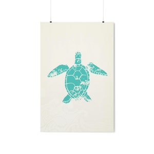 Marine Animal Art Print, Sea Turtle, Sea Life, Tropical, Island, ROLLED