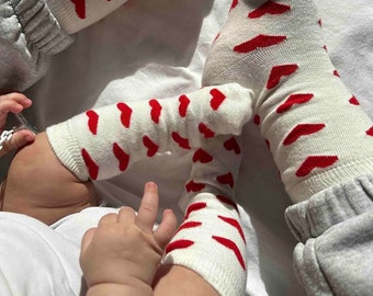 MAMA BABY PARTNERLOOK Socken, Familiensocken für Mutter Tochter, Partner Outfit für Mama und Sohn, Geschenk für Neugeborenes werdende Mama