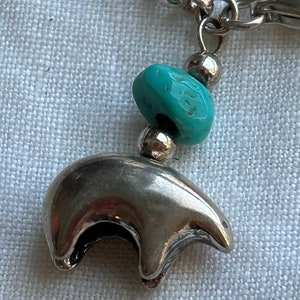 Vintage Southwestern Sterling Ankle Bracelet: Turquoise Bear Charm