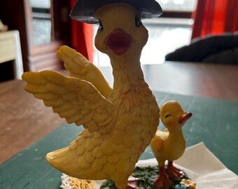 Christopher Radko Mama & Baby Duck Figurine | Charming Spring Home Decor Accent | Whimsical Cottage Style Display